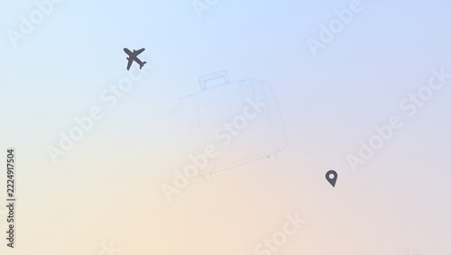 Airplane Traveling to a Destination with Luggage