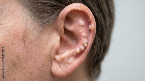 Auricular Tophi Presenting as White Nodules on the External Ear in Chronic Gout
