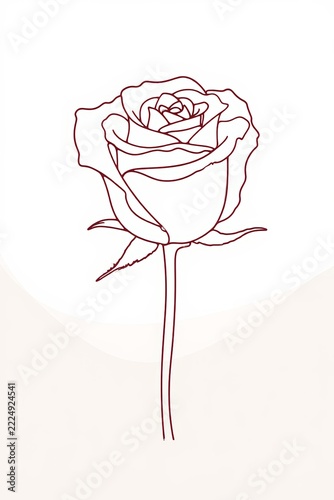 Elegant Red Rose Outline Illustration