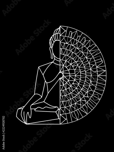 Meditating Buddha with Geometric Mandala Design