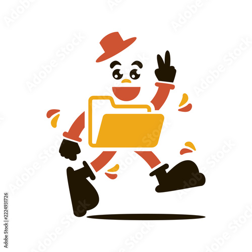 data document folder mascot illustration. cute archive storage character for office organization, file management and paperwork vector flat icon