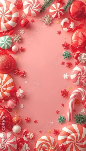 Retro Peppermint Parade Christmas Background with Bold Candy Swirls