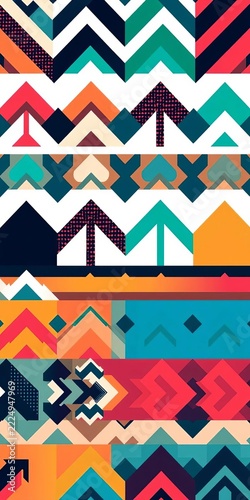 Geometric patterns of halftone arrows in various shapes and sizes, texture, geometric
