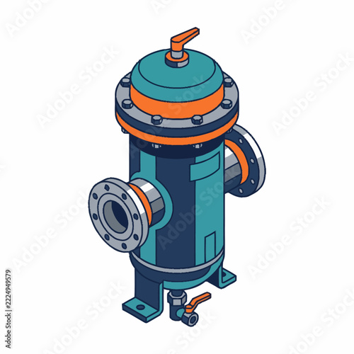Industrial Pressure Vessel with Flange Connections.