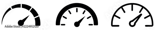 Fotografie Speedometer gauge icon set featuring fast performance meter symbols, tachometer