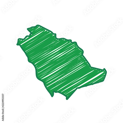 Green scribble map of saudi arabia.