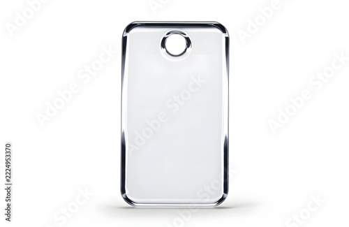 Blank metal tag with a hole for hanging on white background