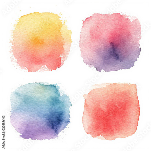 Watercolor spots set Colorful watercolor stains Different shapes and colors swatch
