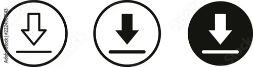 Download icon set for arrow file data on isolated transparent background, minimalist vector outline symbol for transfer storage save load, clean mobile application user interface element