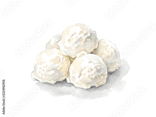 Fresh Ricotta Cheese Watercolor Illustration