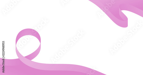 Pink ribbon on white background for Breast cancer awareness Poster Template