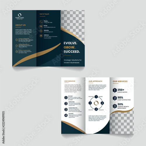 Evolve grow succeed corporate business strategy trifold brochure template