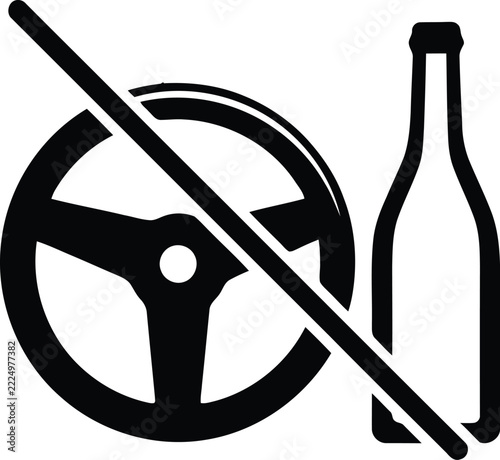 Steering wheel symbol prohibiting alcohol to prevent dangerous