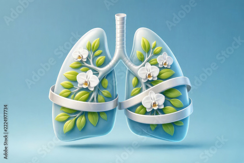 Lung Cancer Awareness Month Conceptual Vector Illustration with Pearl Ribbon
