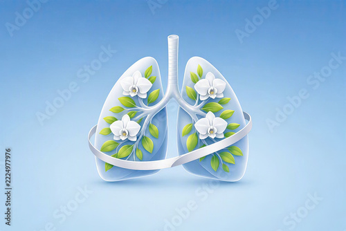 Lung Cancer Awareness Month Conceptual Vector Illustration with Pearl Ribbon

