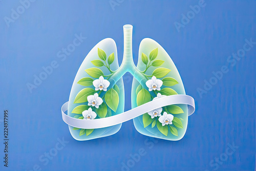 Lung Cancer Awareness Month Conceptual Vector Illustration with Pearl Ribbon
