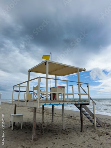 Beach Lifeguard Station on a Cloudy Day