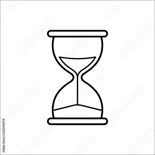 Fotografie Minimalist black outline hourglass icon with flowing sand represents time management deadlines and passing moments for corporate and educational materials