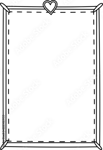 Vintage doodle sketch picture frame heart illustration