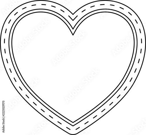 Vintage doodle sketch stitched heart picture frame illustration