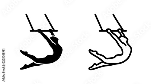 Obraz na plátně Gymnast performing aerial maneuver on trapeze apparatus
