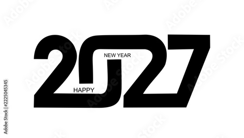 Happy new year 2027 bold black typography vector design for holiday
