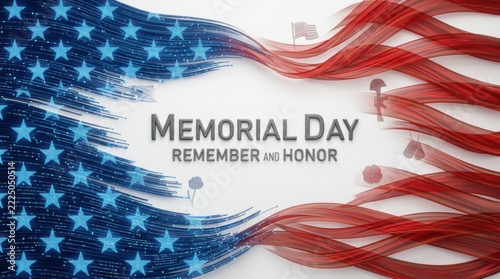 Memorial Day Remember and Honor Tribute Graphic with American Flag Elements