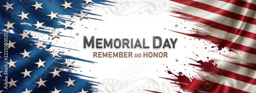 Memorial Day Remember and Honor Patriotic Background with American Flag