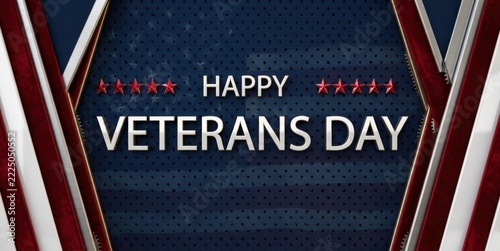 Happy Veterans Day Celebration Background with American Flag and Red Stars