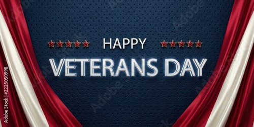 Happy Veterans Day Greeting with Red White and Blue Patriotic Design