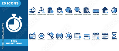 Time Inspection and Schedule Management Stopwatch Icon Set