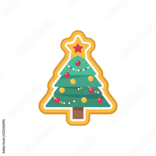 Gingerbread Christmas tree cookie with icing
