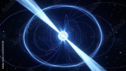 Spinning Pulsar Sweeping Radiation Beams Like Cosmic Lighthouse, Seamless Loop