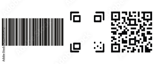 Barcode And QR Code Technology Composition Showing Scannable Codes, Data Encoding And Digital Identification