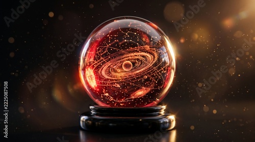 Magical Crystal Ball Containing a Miniature Glowing Galaxy