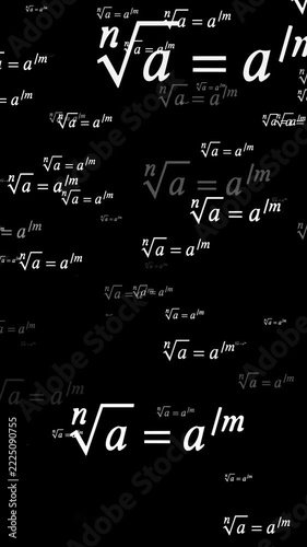 Scientific math vertical, math theory formulas isolated flying alpha channel animation Vertical Mathematics formula equation dynamically animate background 4K video