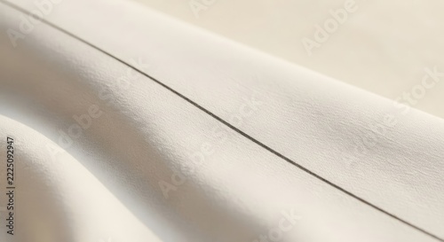 Minimal White Leather Fabric with Black Seam