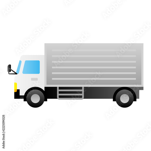 銀色の荷台の大型トラックのベクターイラスト