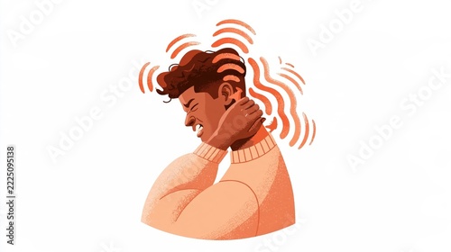Medical - African man suffering from severe headache and neck pain