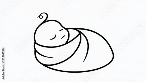 Family - Cute swaddled baby vector line art sleeping