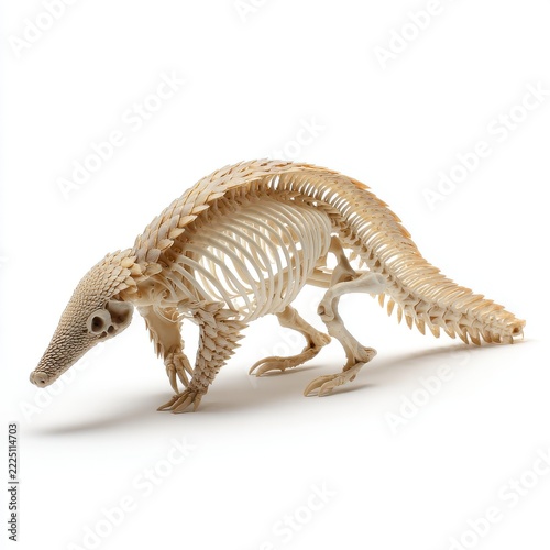 Complete Skeleton Of An Anteater Isolated On A White Background With Natural Lighting