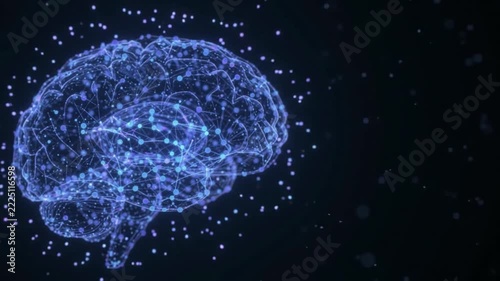 digital human brain with glowing neural network on dark background