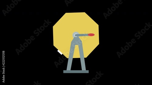 【背景透過】ガラガラ抽選器が回転して輝く金色の玉が出るアニメーション