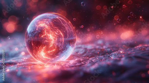  Futuristic Floating Light Sphere with Digital Energy Waves High Detail 4K