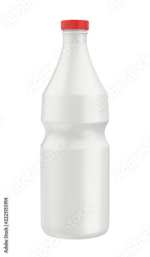 Blank white plastic yogurt or milk bottle on transparent background