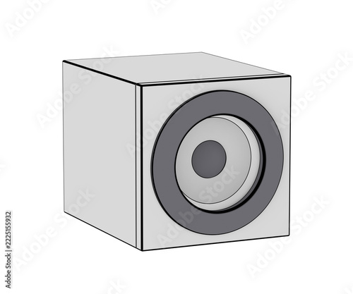 Sketch of loudspeaker on transparent background