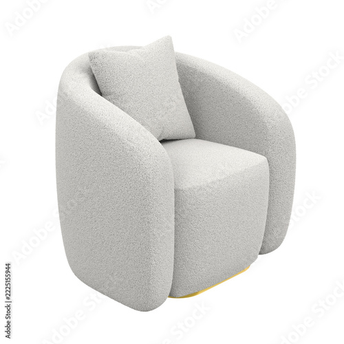 Modern boucle armchair on transparent background