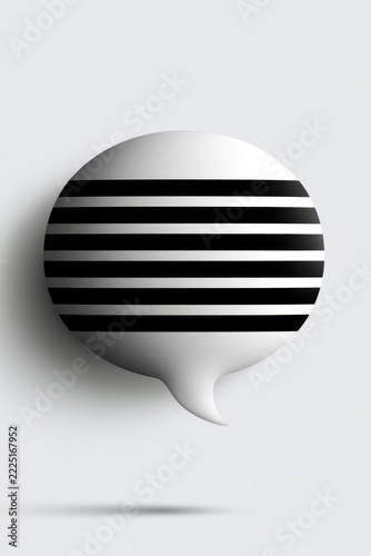 White 3d speech bubble icon with stripes, vertical