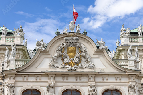 Baroque Belvedere palace, decorative building entrance, Vienna, Austria