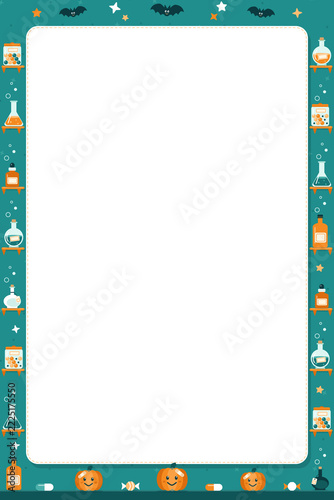 Halloween Pharmacy Potion Bottles Frame with Blank Card Portrait